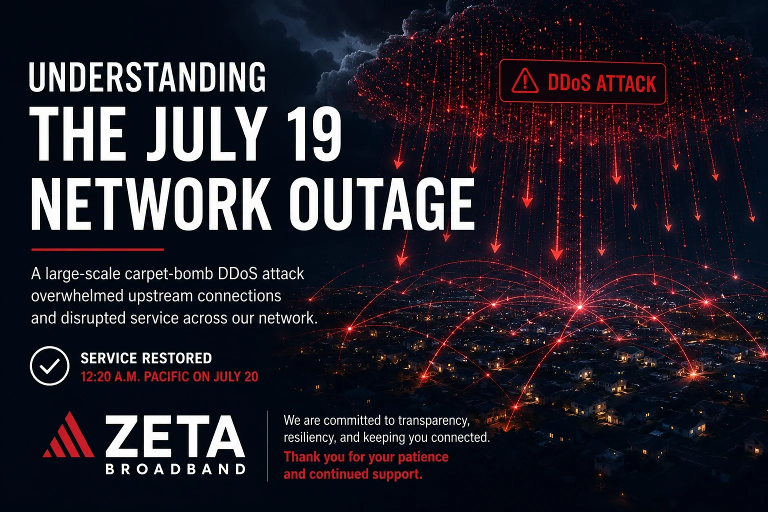 Understanding the July 19 Network Outage: A Large-Scale Carpet-Bomb DDoS Attack